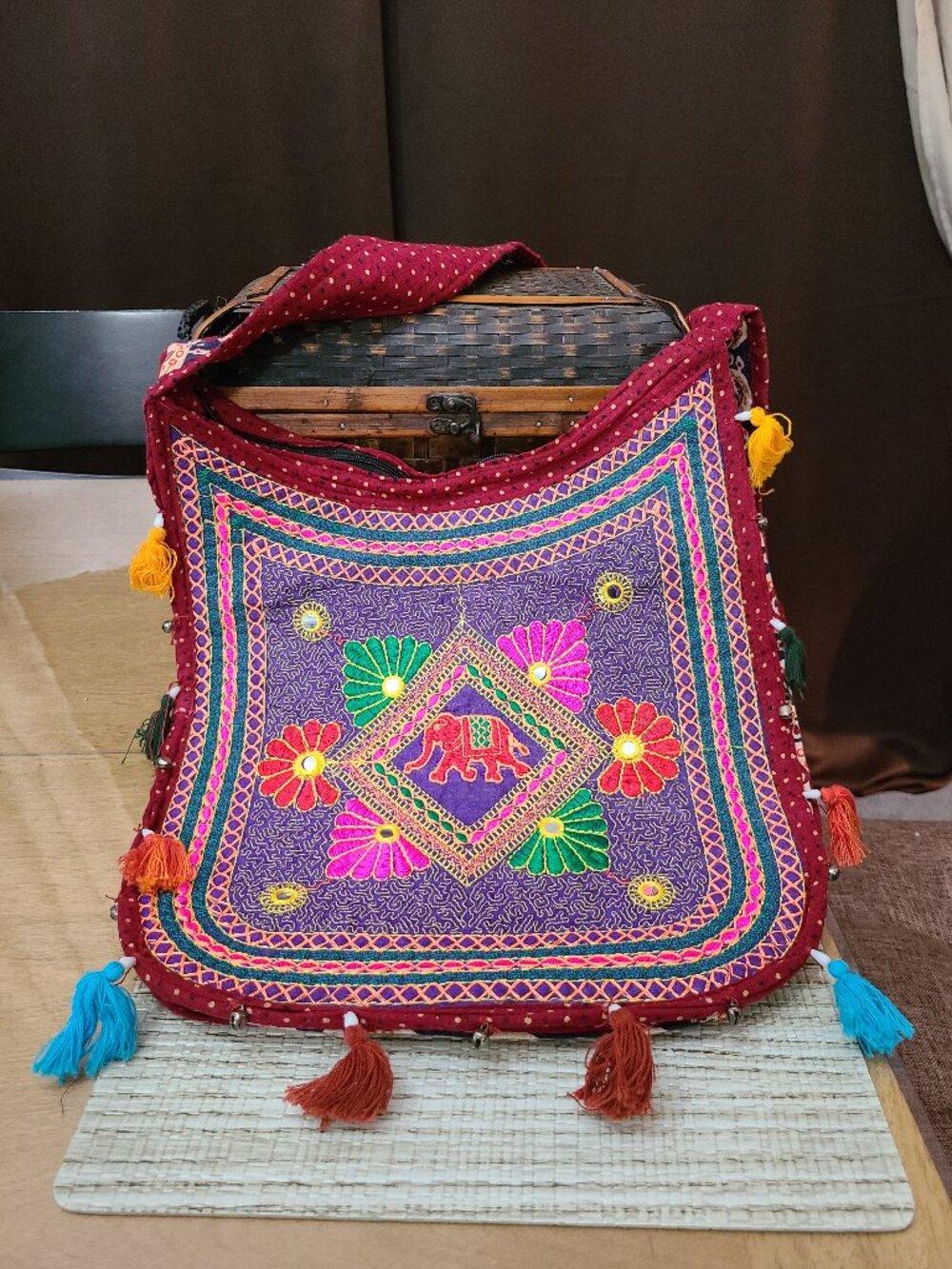 Ethnic Multicolored Elegant Embellished Kutchi Style Crossbody Shoulder Bag